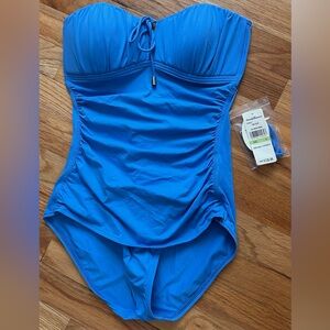 Tommy Bahama Bright Blue Bandeau One-Piece Swimsuit